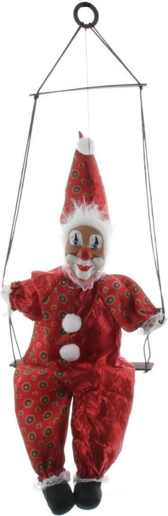 Deko-Clown auf Schaukel – Rot, ca. 55 cm