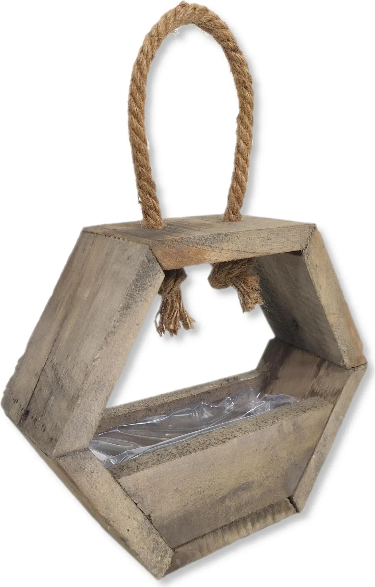 Holz-Blumenampel – naturbraun, 25 × 37 cm