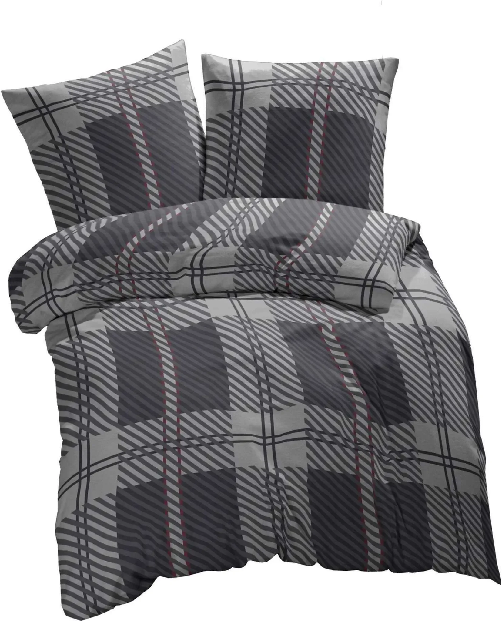 Kopfkissenbezug Renforcé „Blockberry“ – Grau, 40 × 40 cm