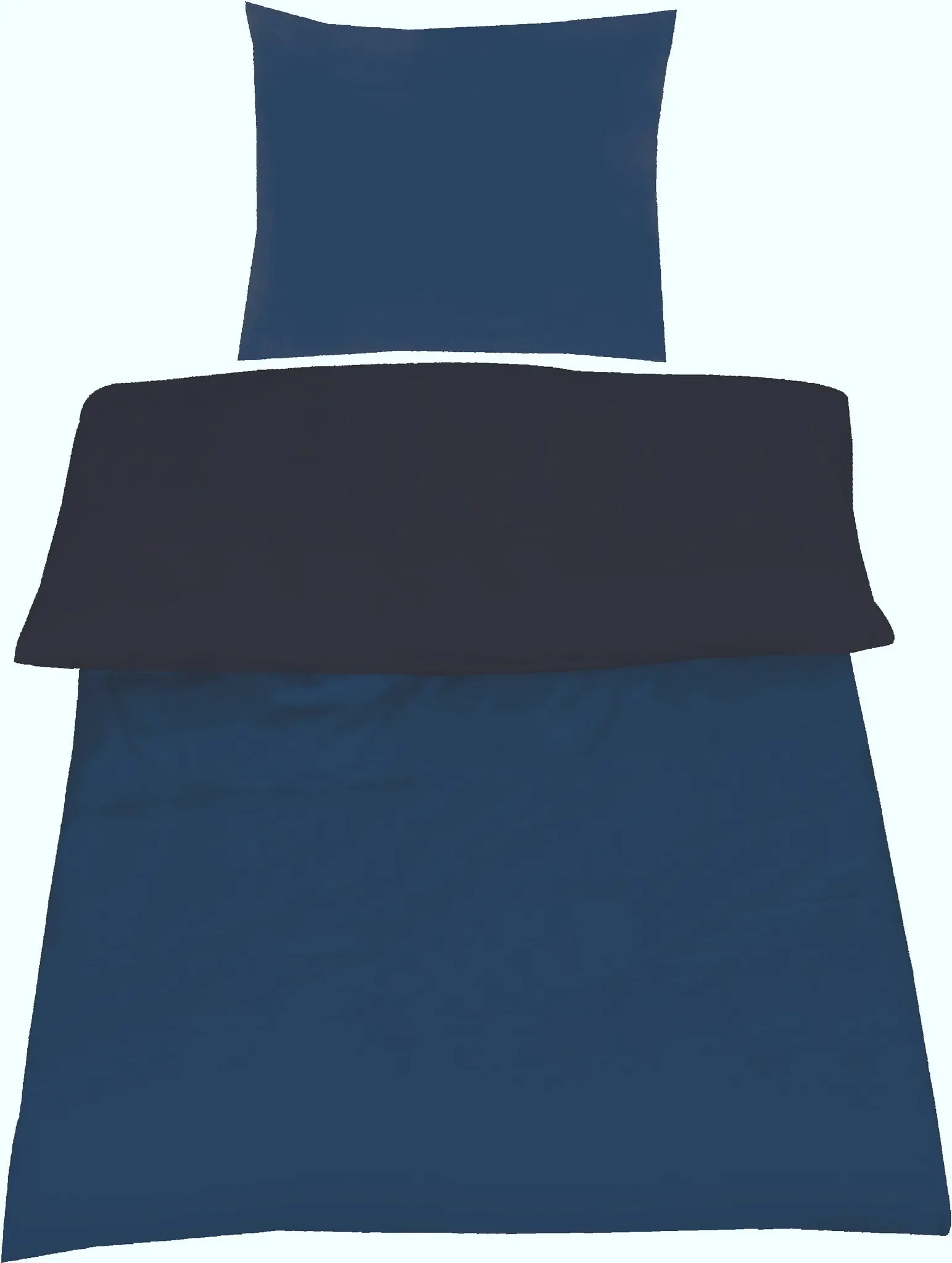 Kissenbezug-Set Microfaser – Uni Wende Dunkelblau/Schwarz, 40 × 80 cm (2-teilig)
