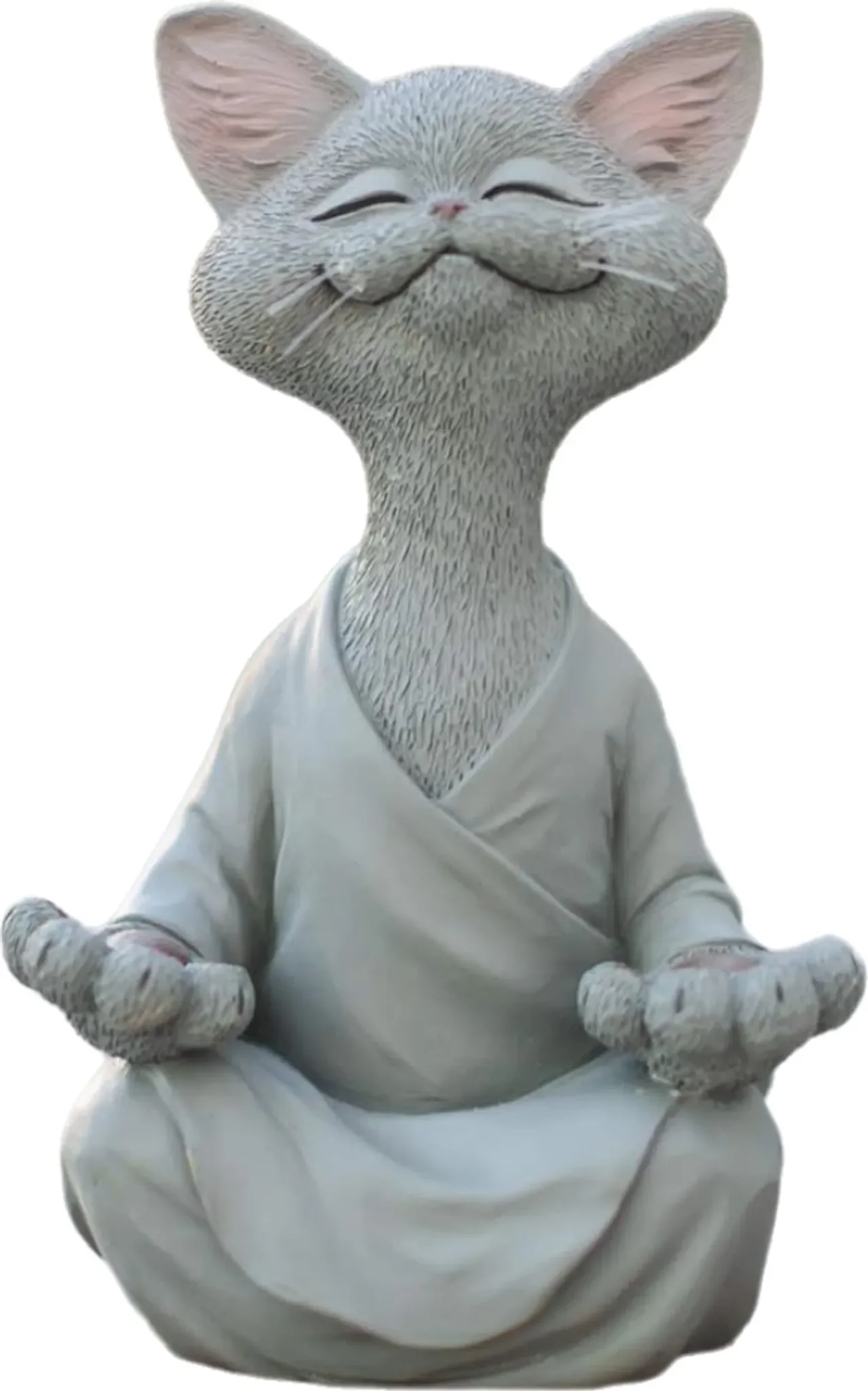 Katzenfigur „Zen“ – Yoga-Meditationskatze aus Harz, grau