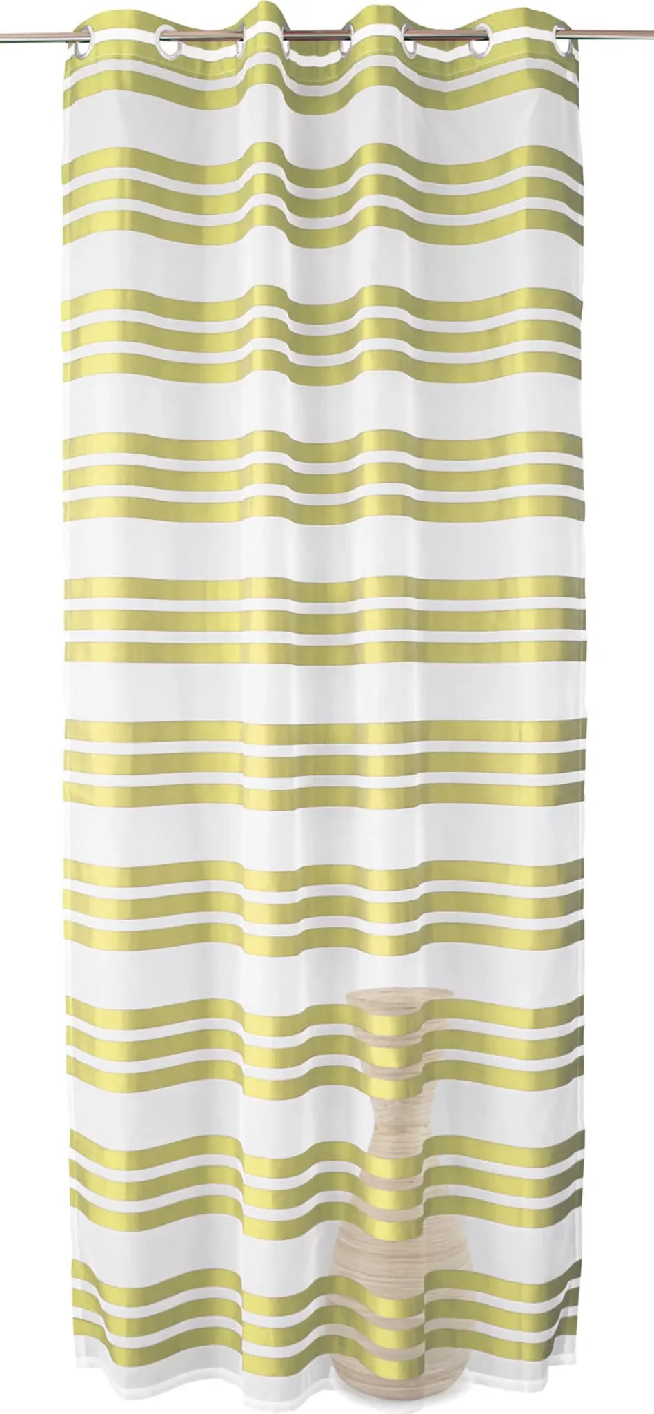 Ösenschal Organza – Transparent mit Querstreifen, Grün, 243 × 140 cm