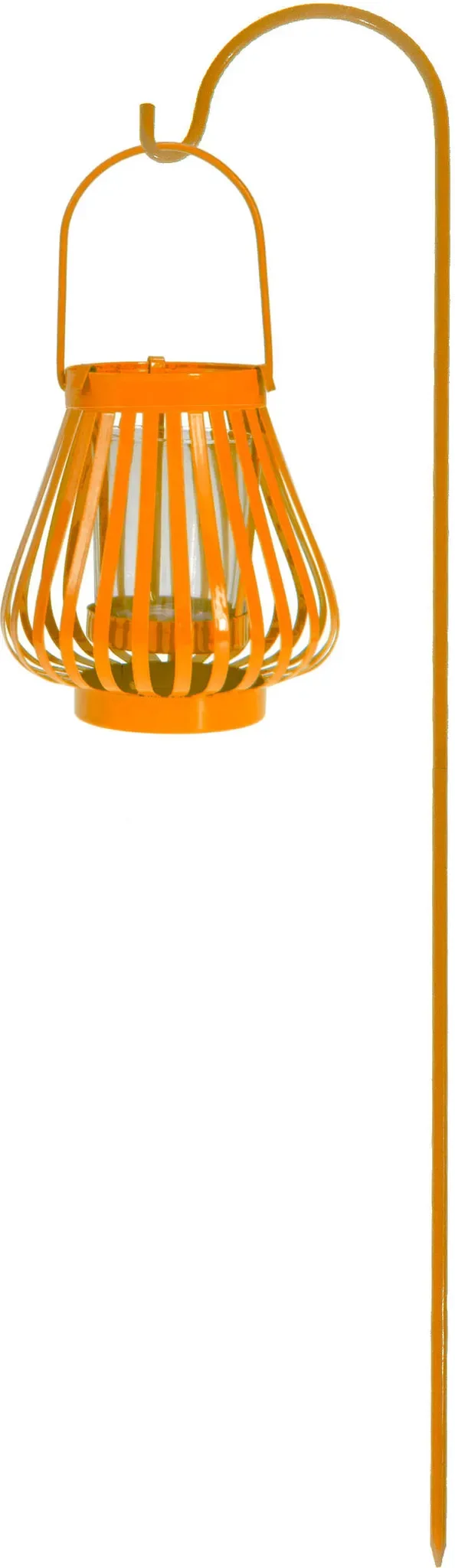 Gartenlaterne mit Erdspieß – Metall & Glas, orange