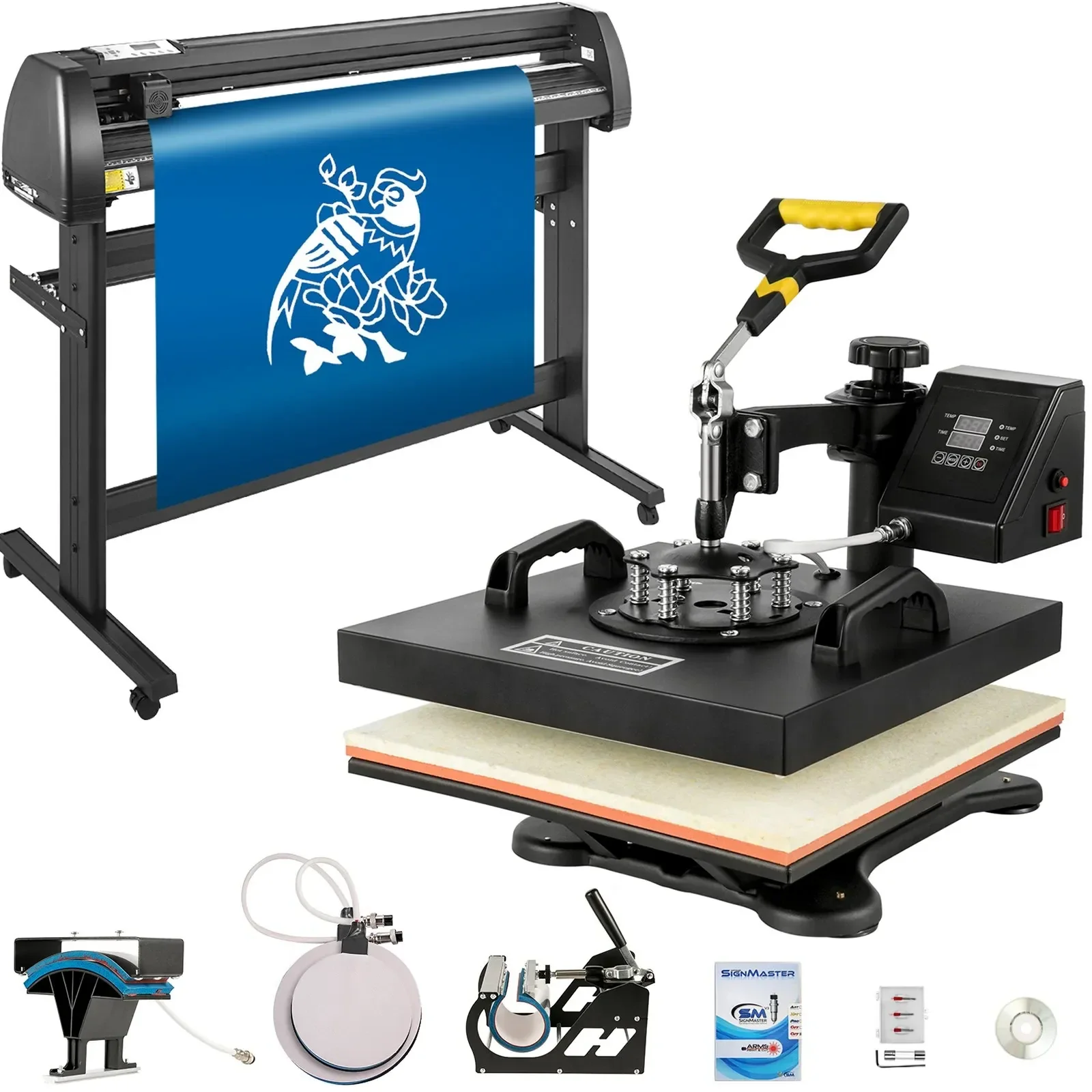 5in1 Hitzepresse 38x38 cm und Vevor 1350mm Schneideplotter Signmaster