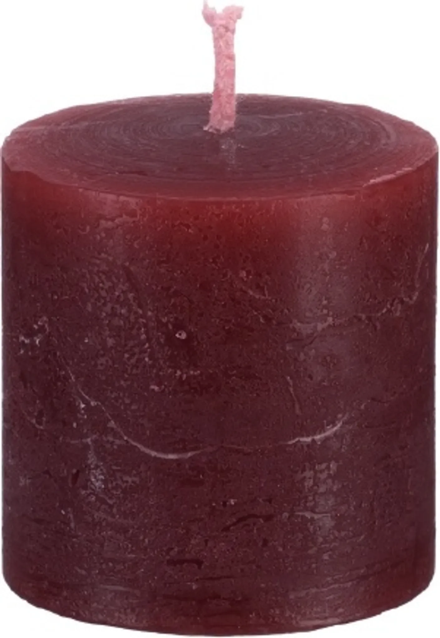 Rustic Stumpenkerze – Bordeaux, 50 × 50 mm