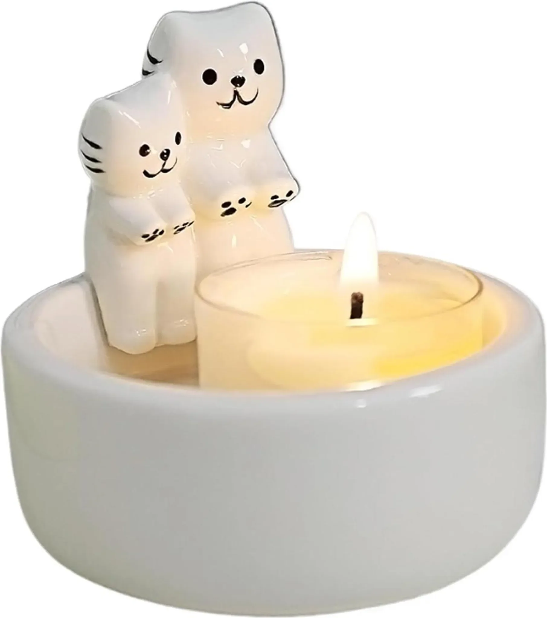 Kerzenständer in Katzenform – Kawaii Kerzenhalter aus Keramik